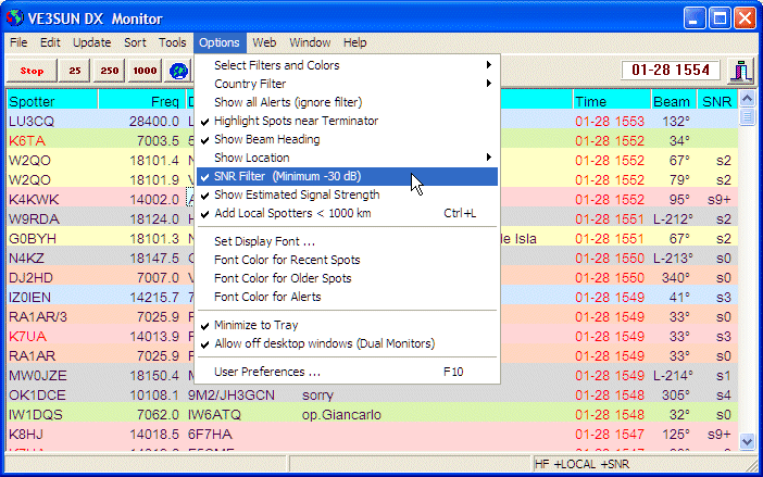 Main Window with Signal Strength